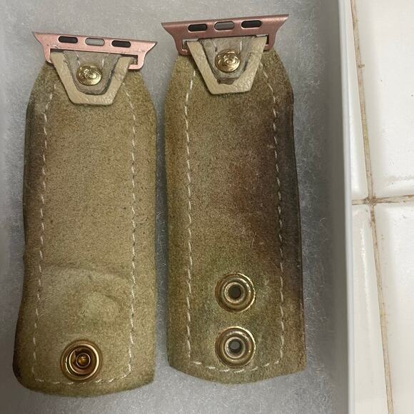 Upcycled Spark*l Bands Bone Blue Crystal Gold Apple Watch Band - Picture 3 of 5